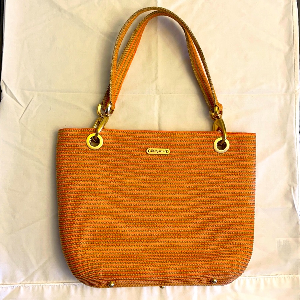 ERIC JAVITS ORANGE & Tan Squishee Clip Tote